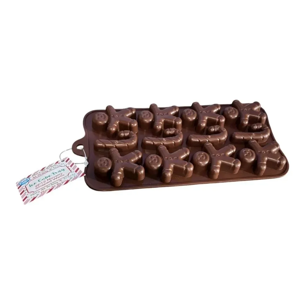Ice Cube Tray Silicone Candy canes & Gingerbread Men NEW